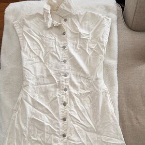 White Button-Down Denim Dress